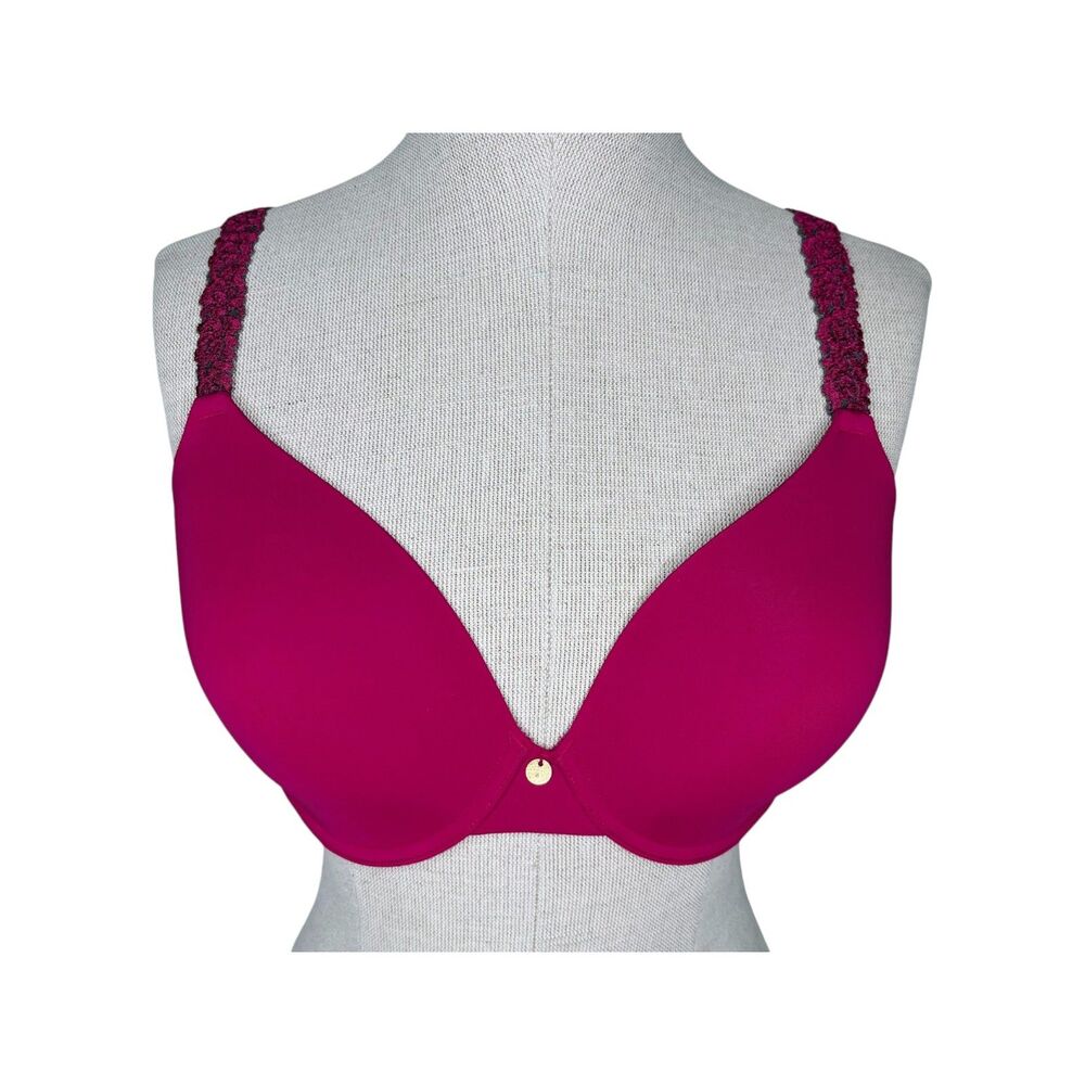 Natori Rose Dream Custom Coverage Underwire Bra sz 34D * Pink & Gray T Shirt Bra